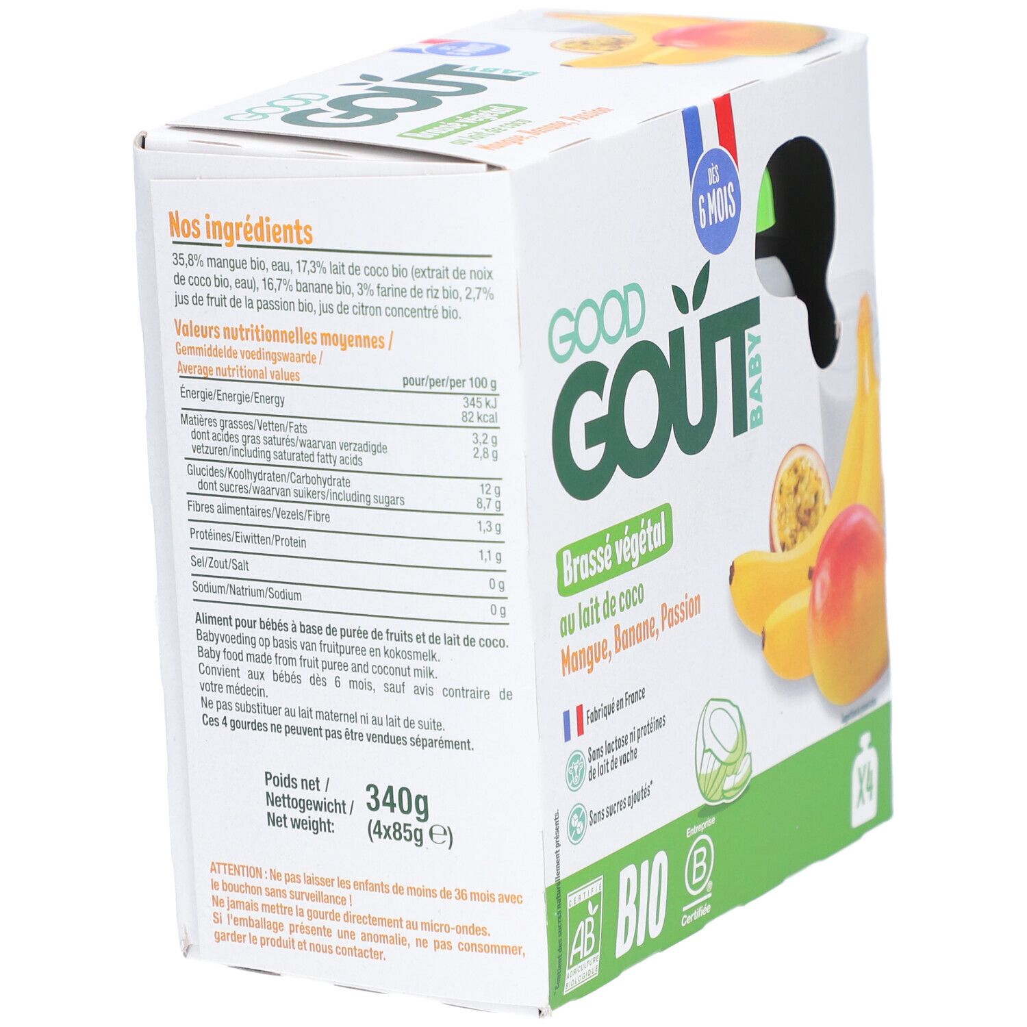 Good Goût Gebraut Vegetarisch Kokosnuss Mango Banane Passion