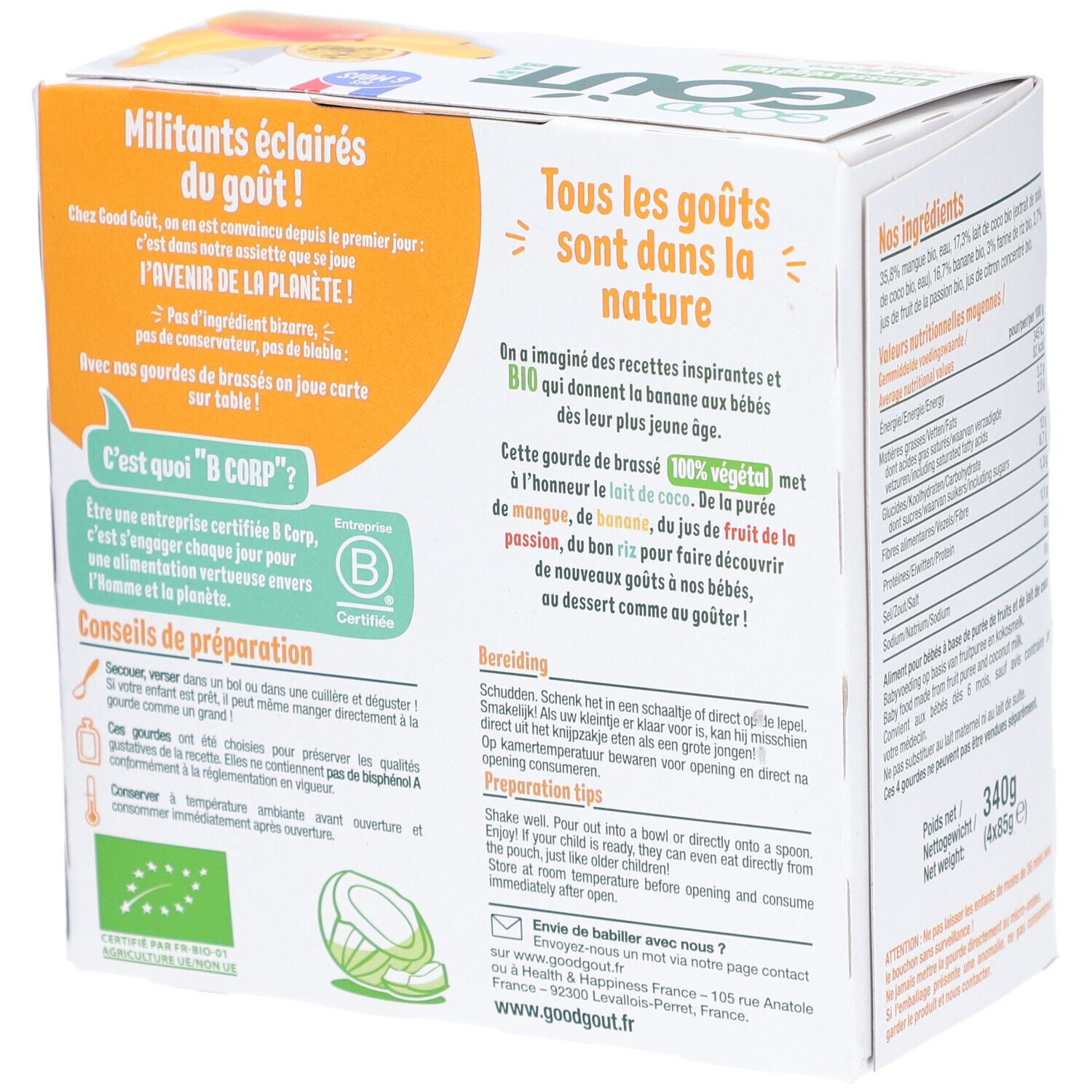 Good Goût Gebraut Vegetarisch Kokosnuss Mango Banane Passion