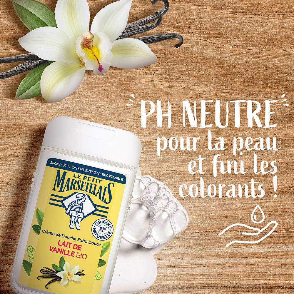 Le Petit Marseillais Douche & Bain Crème Extra Doux, Lait de Vanille, 250 ml