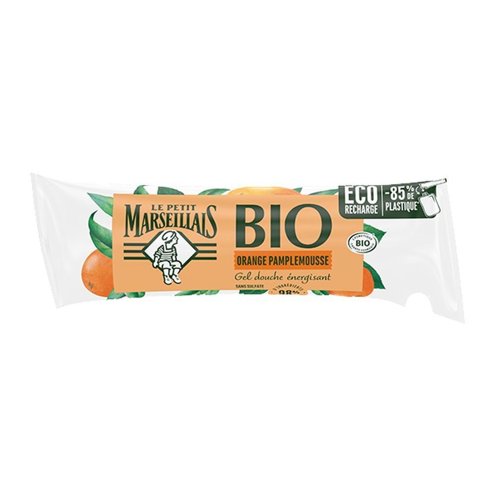 Le Petit Marseillais Berlingot Recharge Gel Douche Bio Energisant - Orange Pamplemousse