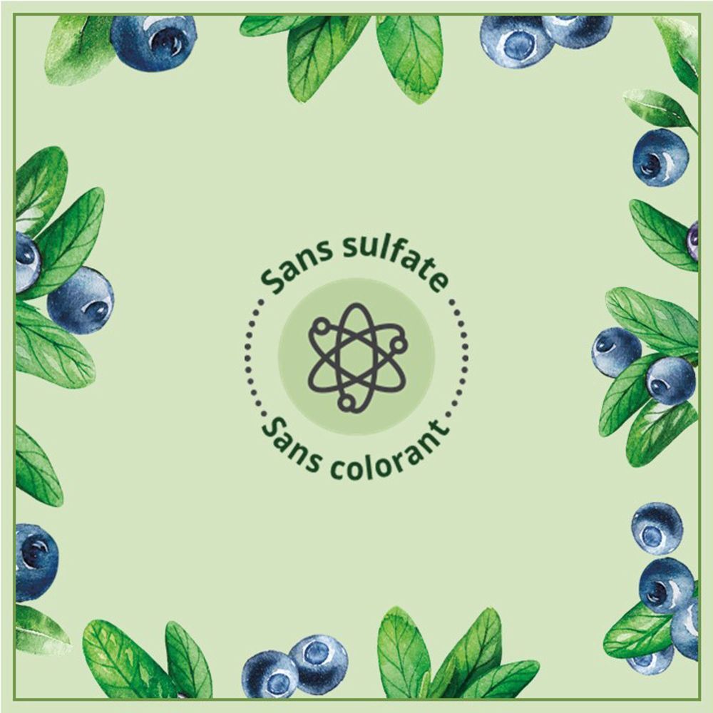 Étiquette circulaire avec texte: Sans sulfate, sans colorant. Symbole d'atome au centre.