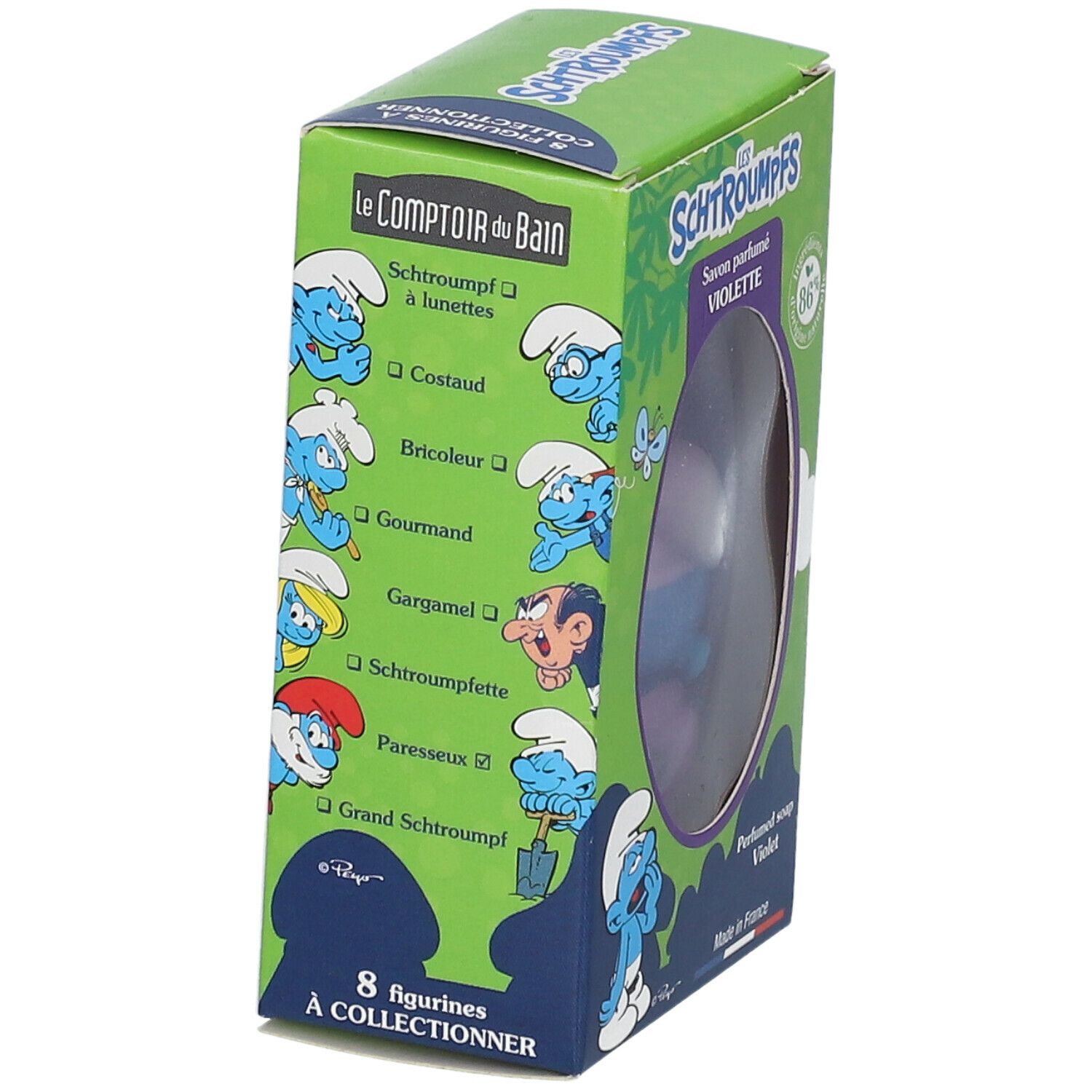 Le Comptoir du Bain Les Schtroumpfs Feste Seife mit Veilchenduft