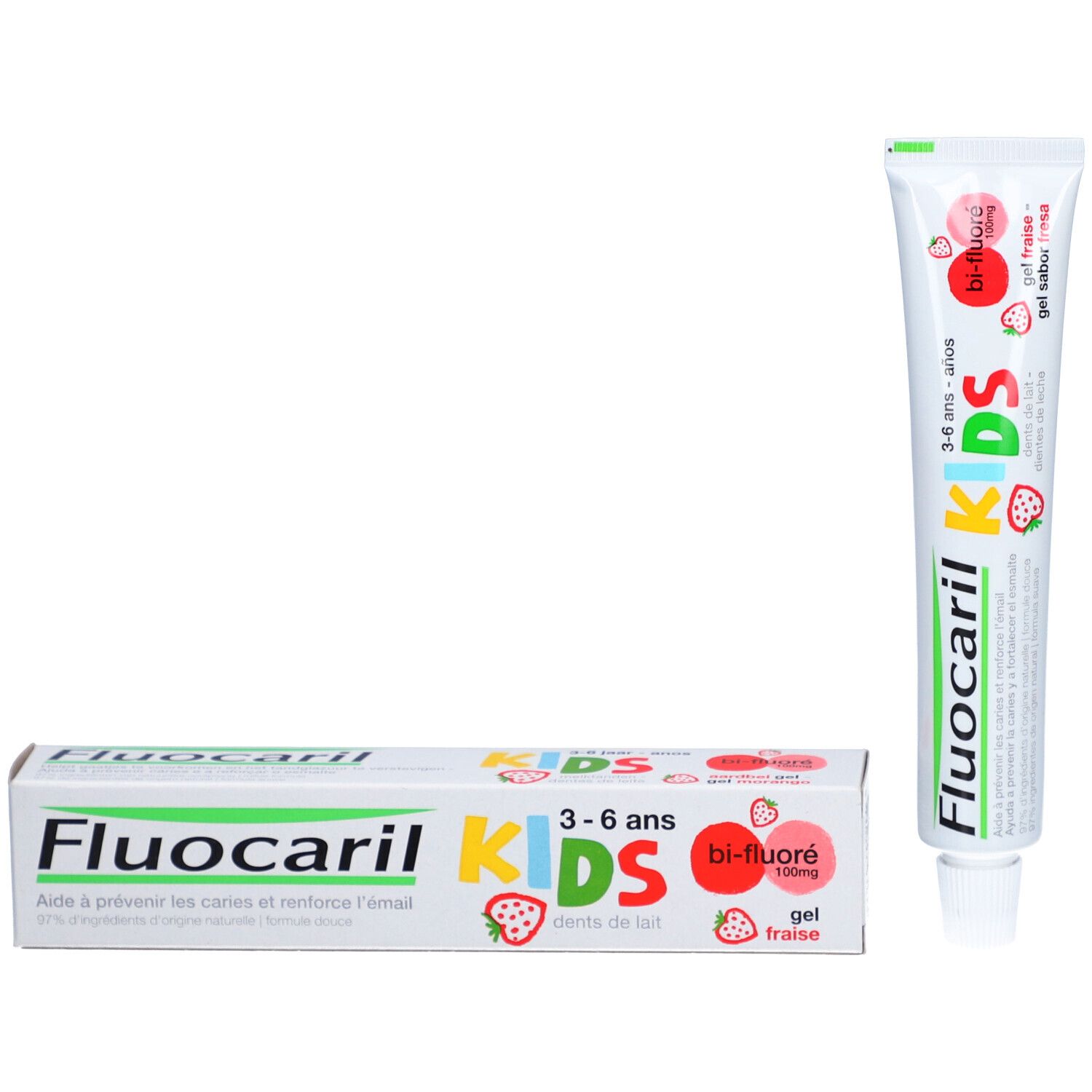 FLUOCARIL Kids 3-6 Jahre - Zwei-Fluor-Zahngel, Erdbeergeschmack