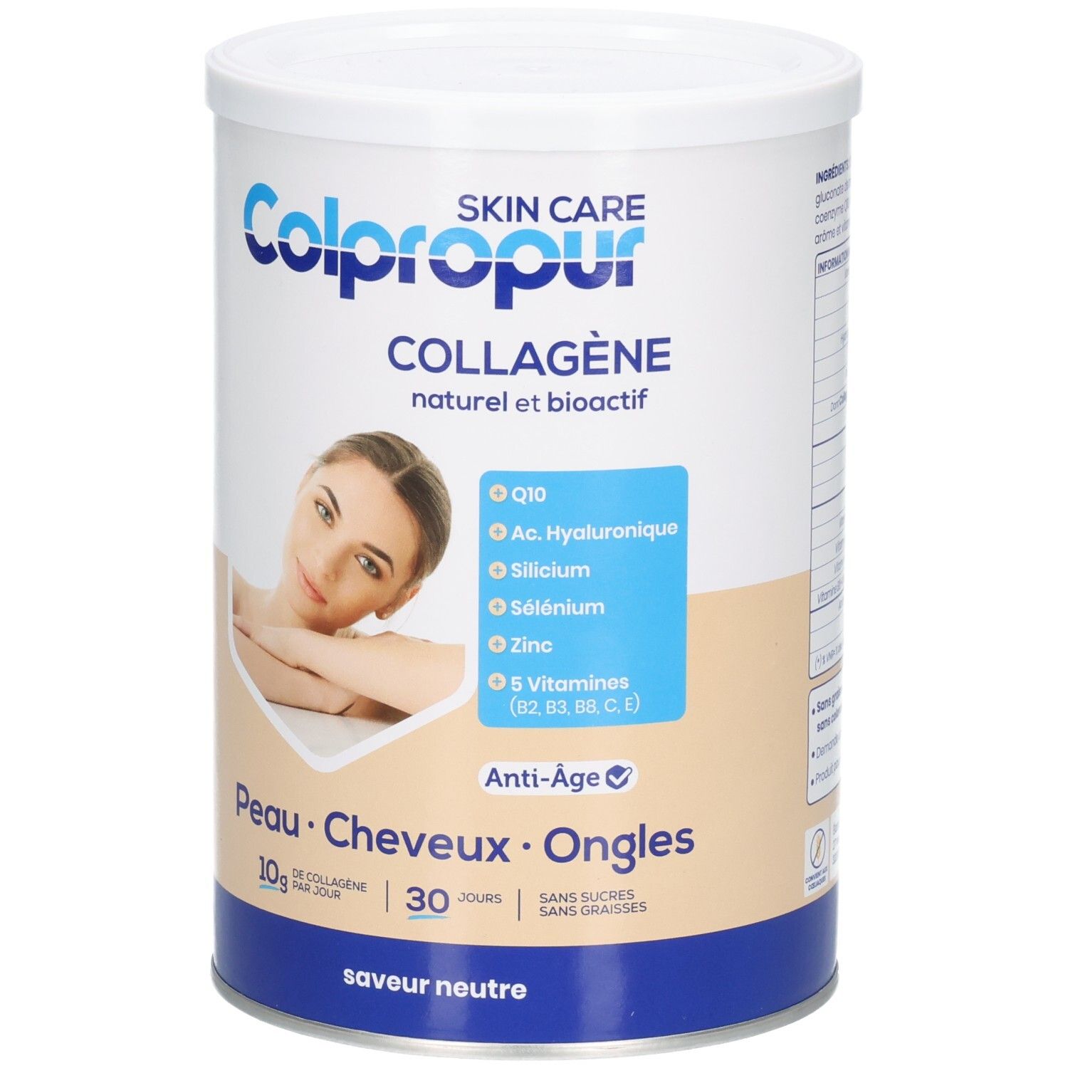 Colpropur Kollagen Pulver für Haut, Haare, Nägel. Mit Q10, Hyaluronsäure, Selen, Zink, Vitaminen.