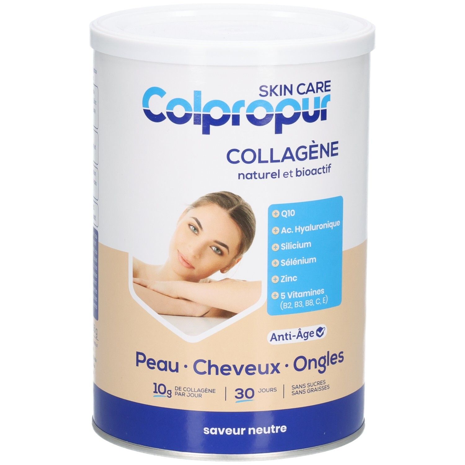 Colpropur Kollagen Pulver für Haut, Haare, Nägel. Mit Q10, Hyaluronsäure, Selen, Zink, Vitaminen.