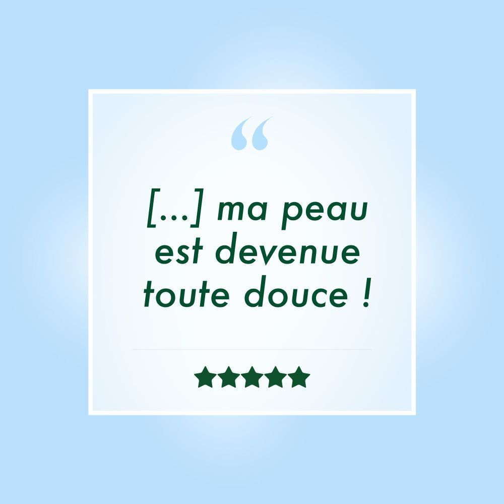 Zitatzettel mit Text: [...] ma peau est devenue toute douce ! Fünf Sterne.