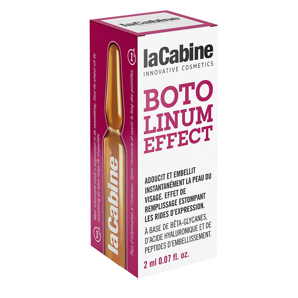 Boîte avec ampoule. Inscriptions: LaCabine, BOTULINUM EFFECT. Contient 2 ml.