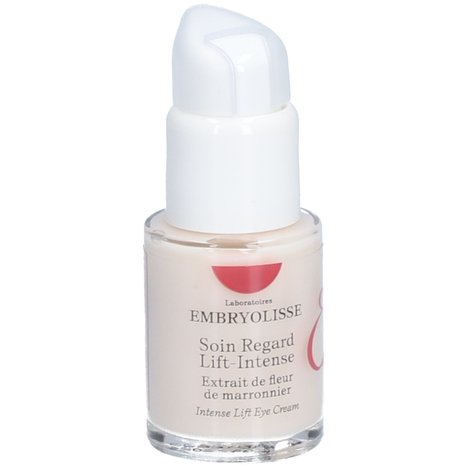 Embryolisse® Soin Regard Lift-Intense. Augencreme mit weißem Spender. Aufschrift: Intense Lift Eye Cream.