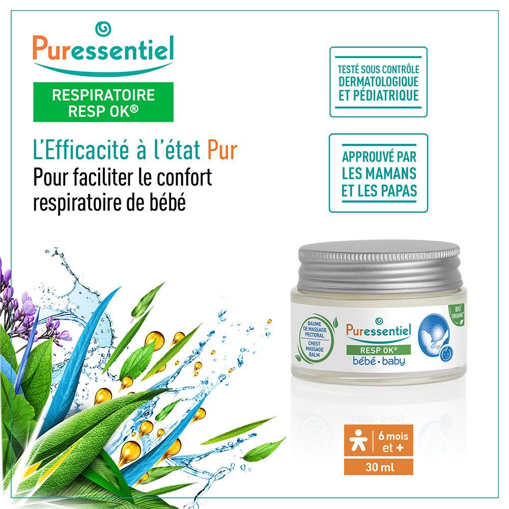 PURESSENTIEL RESPIRATORISCHER Brustmassagebalsam Baby Resp'OK® - 30 ml