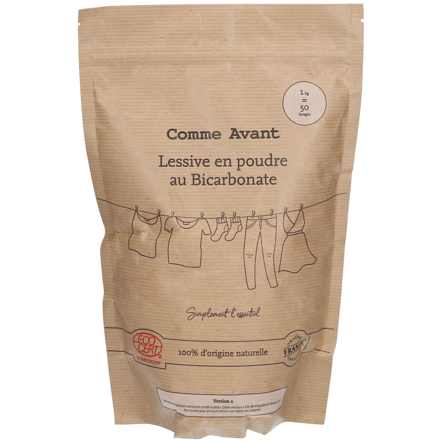 Comme Avant Lessive naturelle en poudre au bicarbonate Certifié Écodétergent®