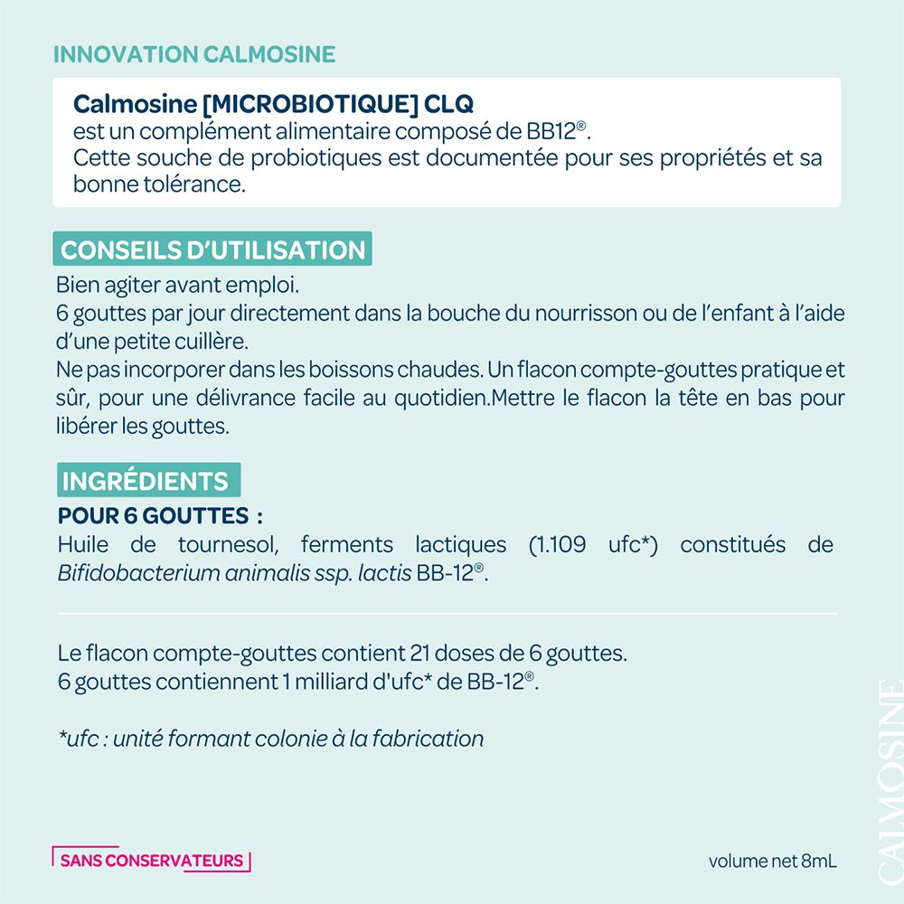 Calmosine Microbiotique CLQ - Equilibre de la flore - Compte-Gouttes - 8ml