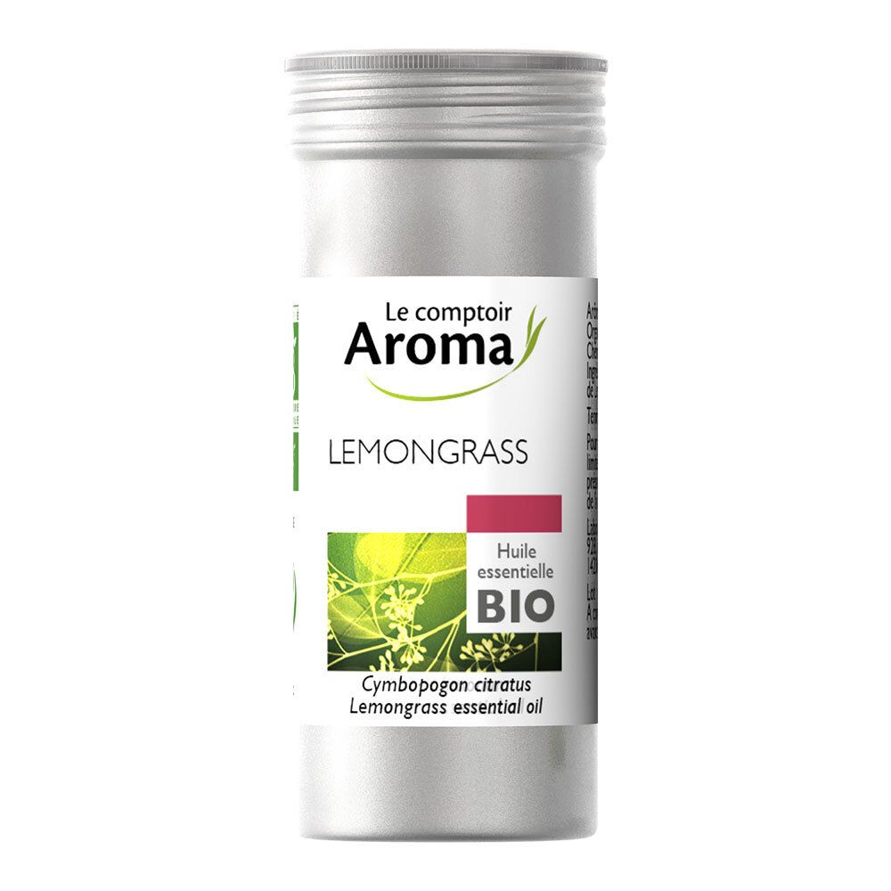 Emballage cylindrique en métal. Étiquette avec logo, nom du produit et certification BIO.