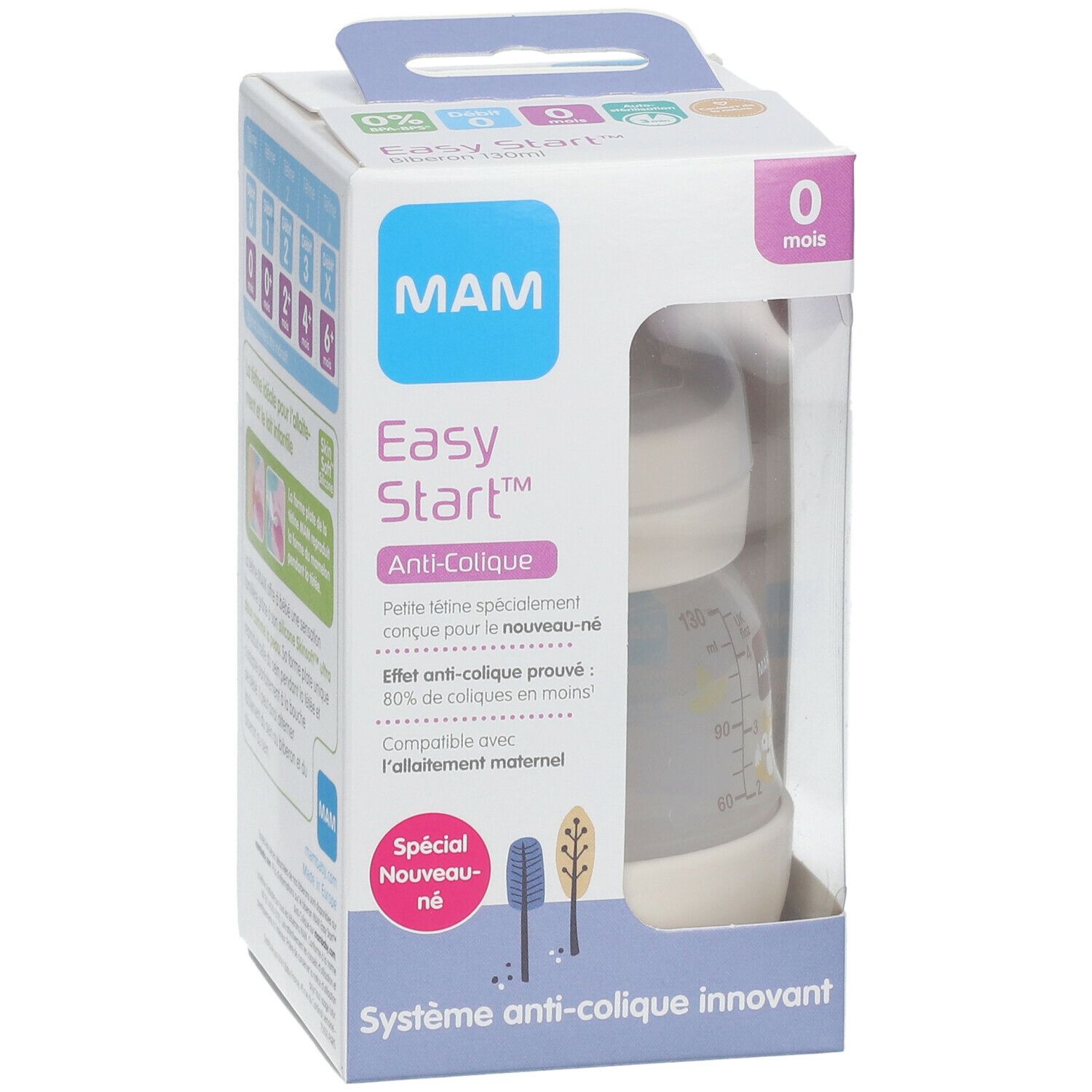 MAM Easy Start™ anti-colique 130 ml Colors of Nature - Biberon
