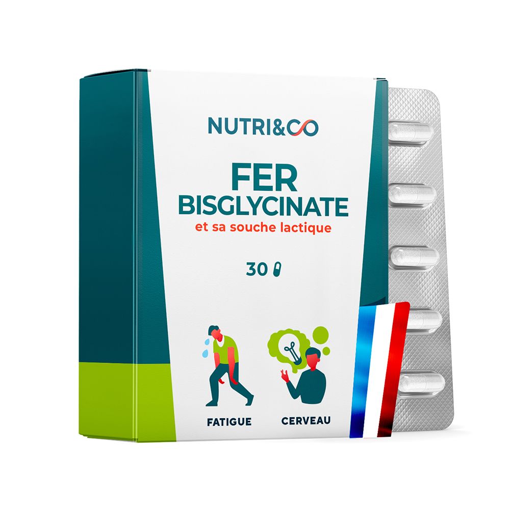NUTRI&CO Eisenbisglycinat Kapseln, 30 Stück. Packung mit Blisterpackung.