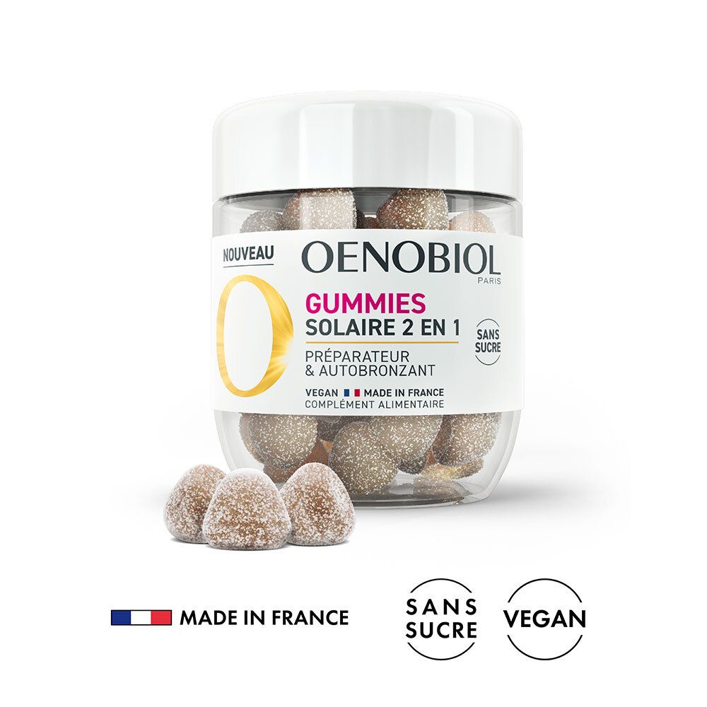 OENOBIOL Gummies Solaire 2 en 1 Préparateur & Autobronzant, complément alimentaire - 60 capsules