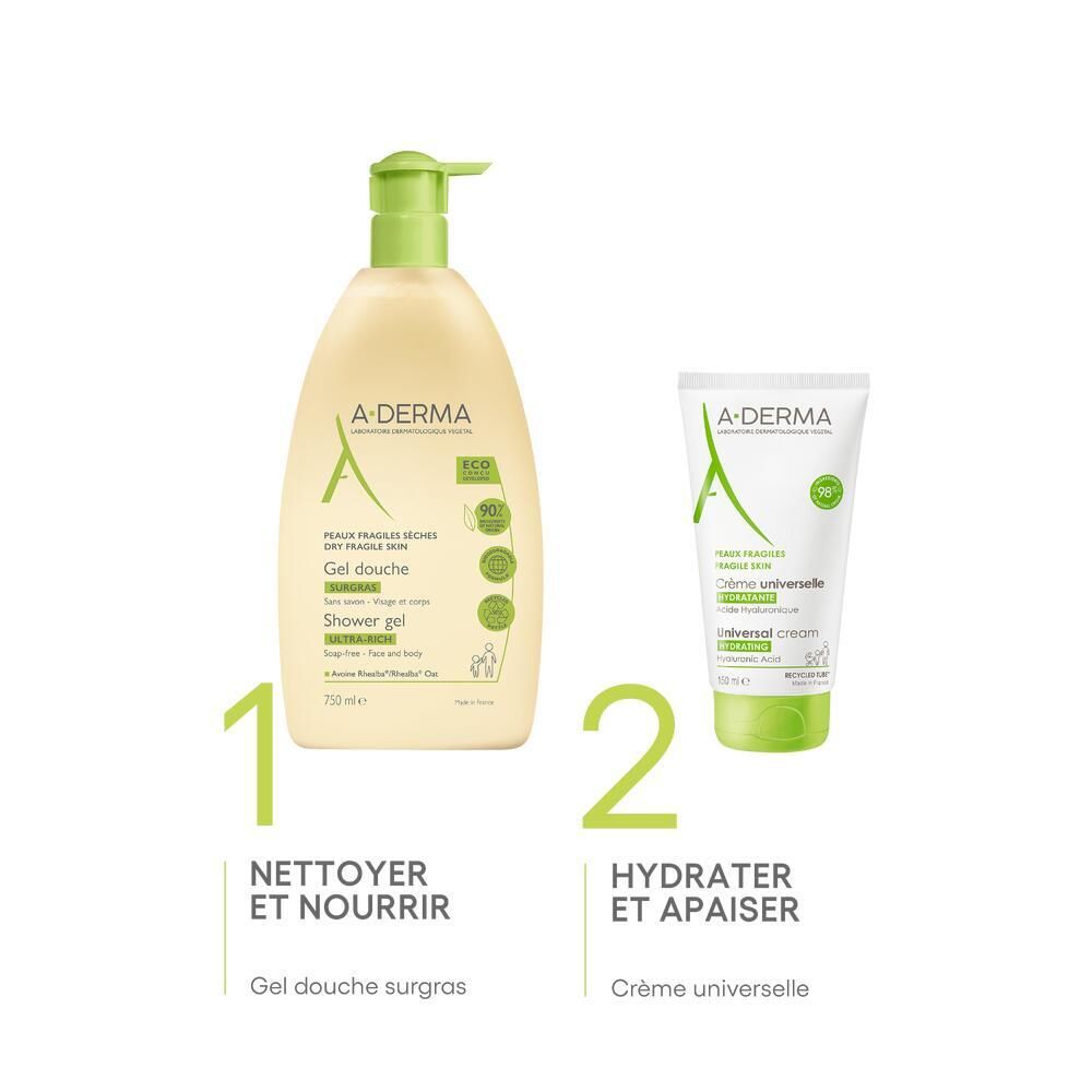 A-DERMA LES INDISPENSABLES Überfettendes Duschgel