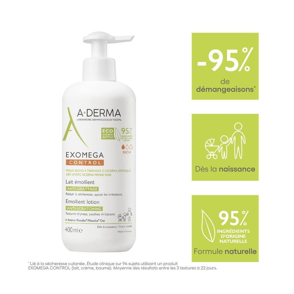 A-DERMA EXOMEGA CONTROL Weichmachende Körpermilch gegen Juckreiz