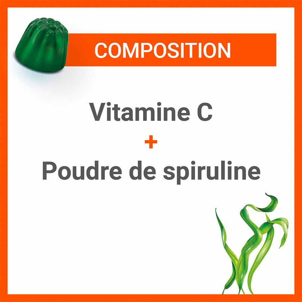 VITASCORBOL Gommes Spiruline - Complément alimentaire à base de spiruline - Boîte de 30 gommes