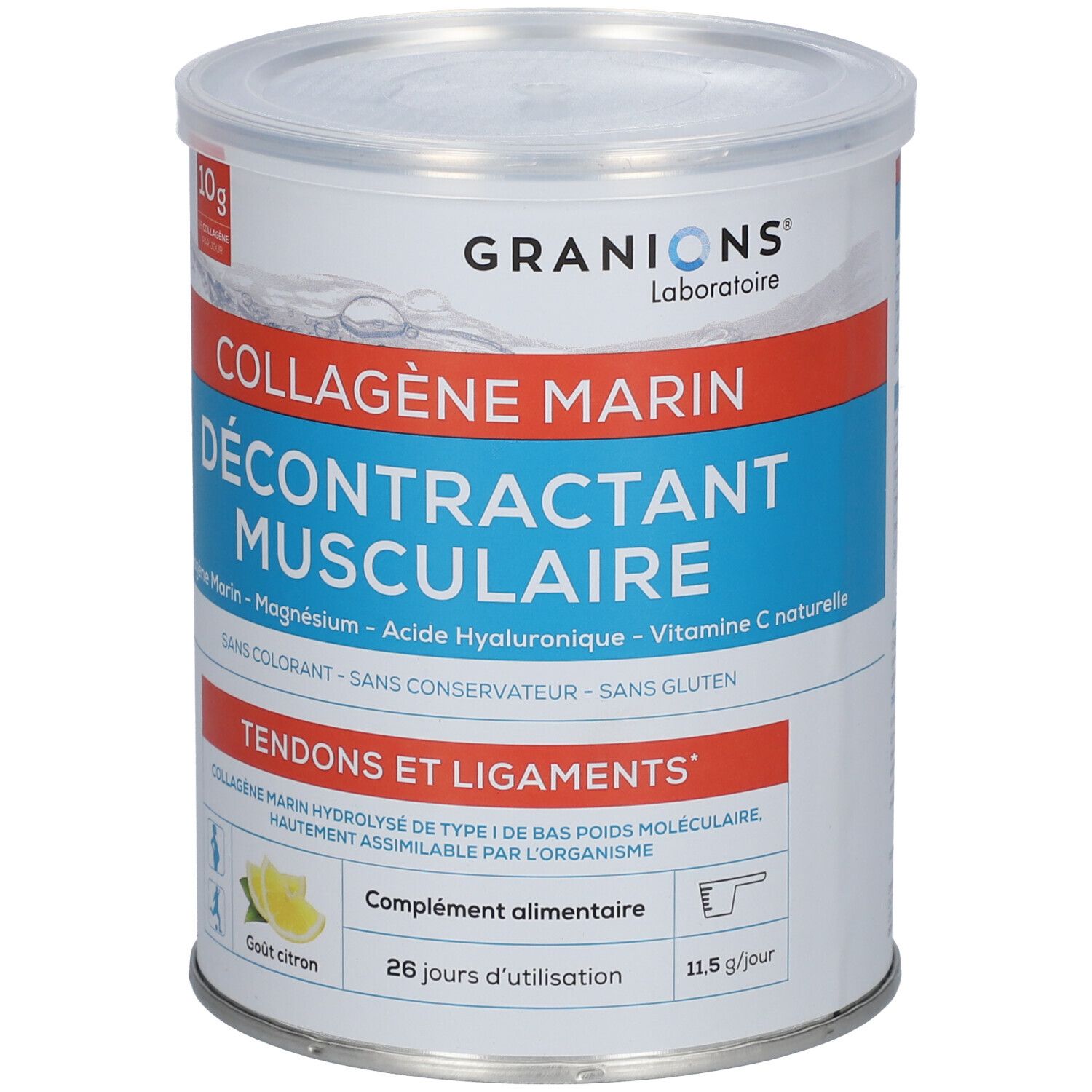 Laboratoire des GRANIONS® Décontractant Musculaire - Collagène Marin Poudre  Saveur Citron