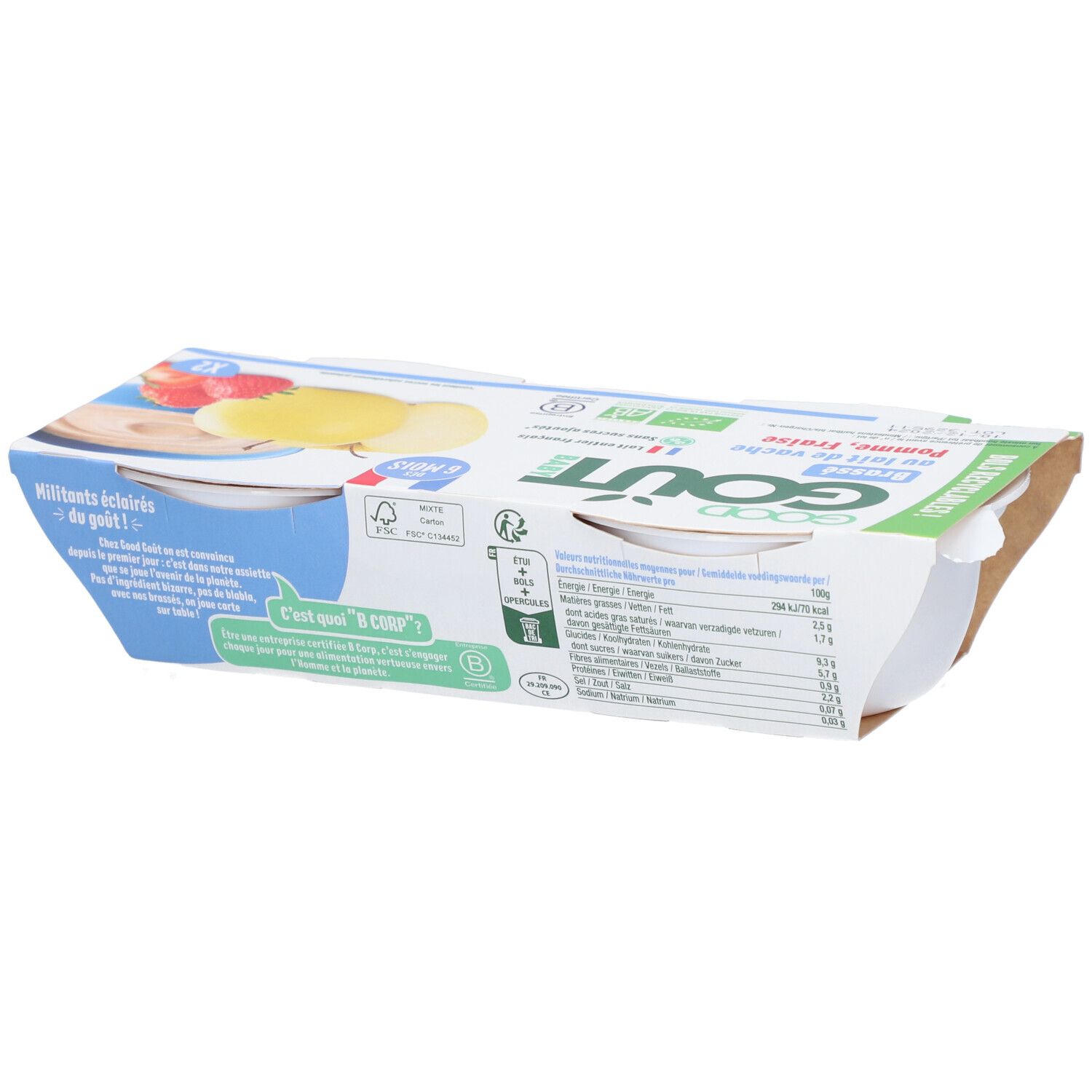 Good Goût Gebraut aus Vollmilch von der Kuh Apfel-Erdbeere
