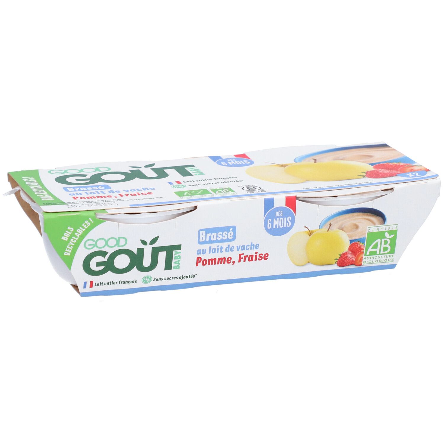 Good Goût Gebraut aus Vollmilch von der Kuh Apfel-Erdbeere