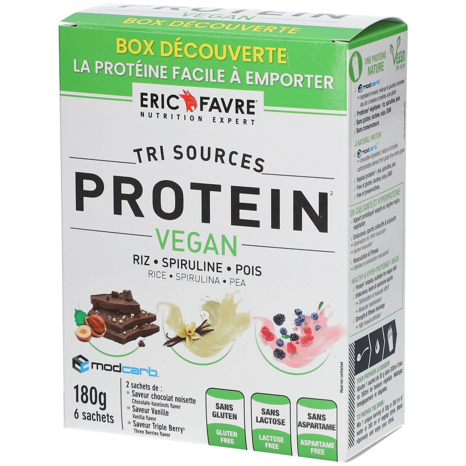 ERIC FAVRE® Entdeckungsbox PROTEIN VEGAN Pflanzliches Protein Tri-Source - (Schoko-Haselnuss)