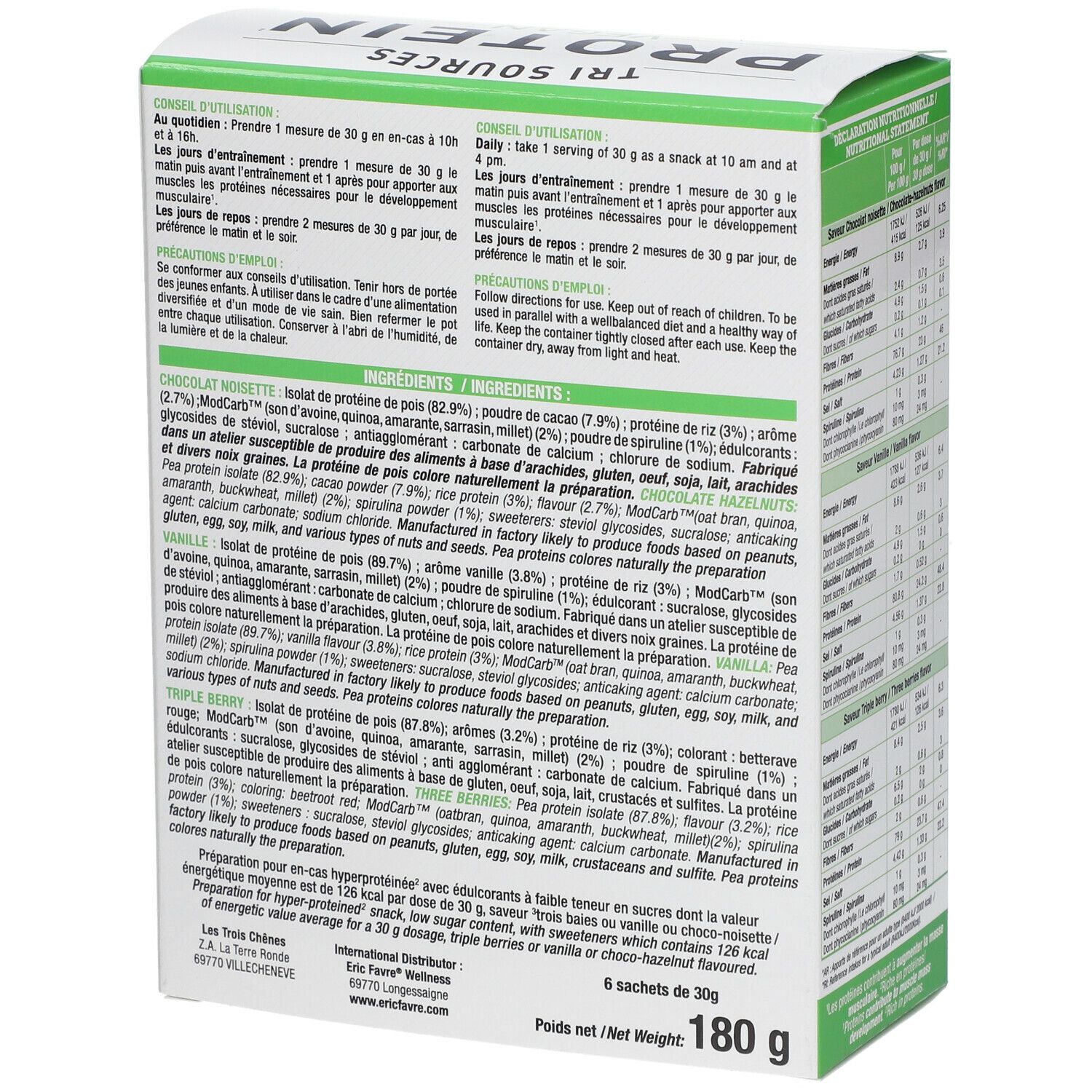 ERIC FAVRE® Entdeckungsbox PROTEIN VEGAN Pflanzliches Protein Tri-Source - (Schoko-Haselnuss)