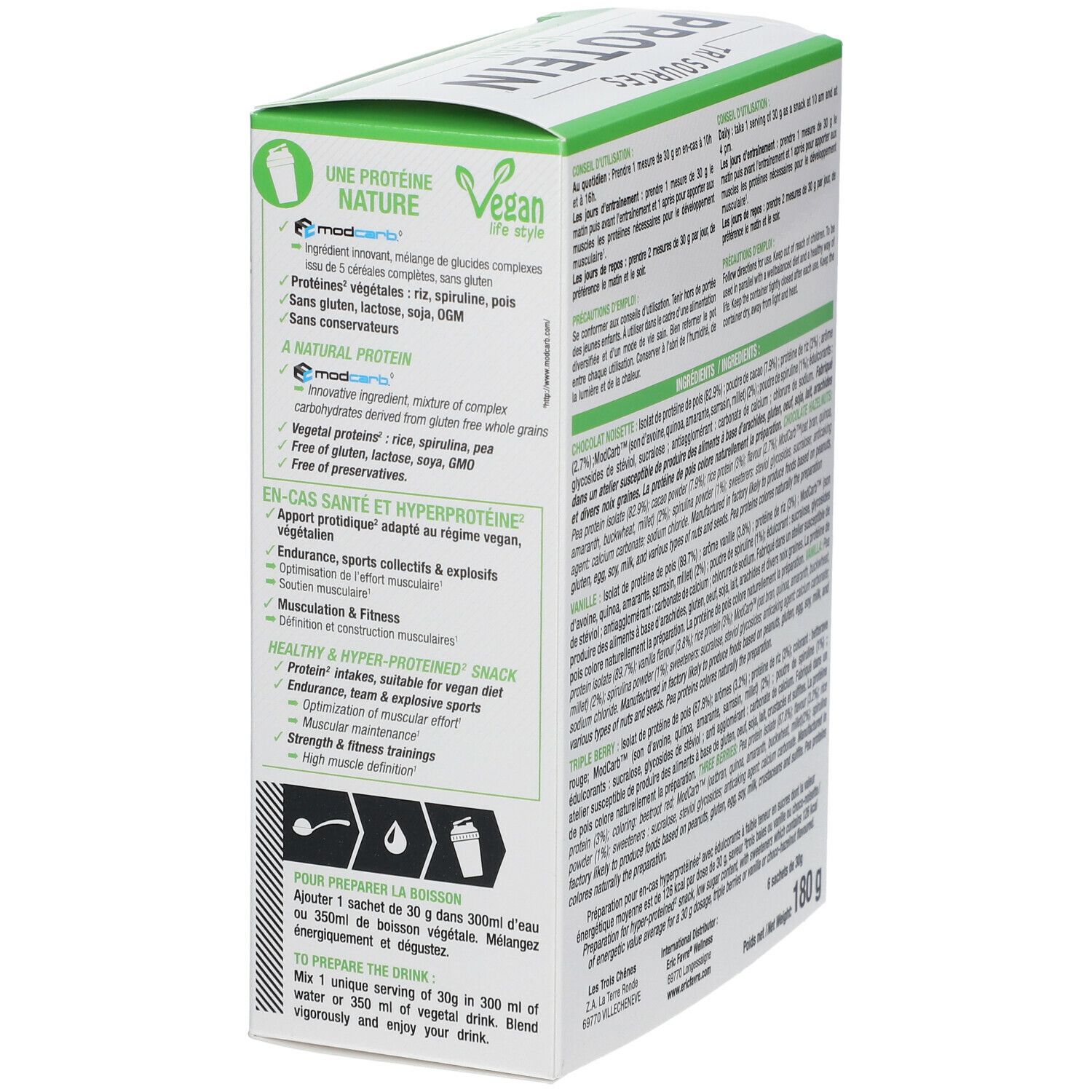 ERIC FAVRE® Entdeckungsbox PROTEIN VEGAN Pflanzliches Protein Tri-Source - (Schoko-Haselnuss)
