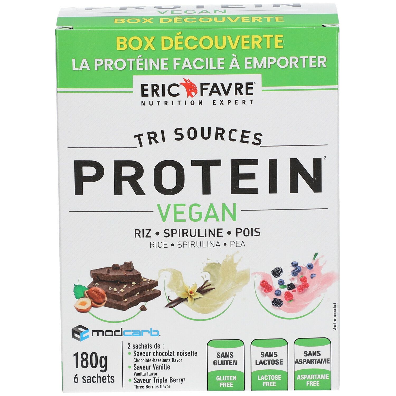 ERIC FAVRE® Entdeckungsbox PROTEIN VEGAN Pflanzliches Protein Tri-Source - (Schoko-Haselnuss)