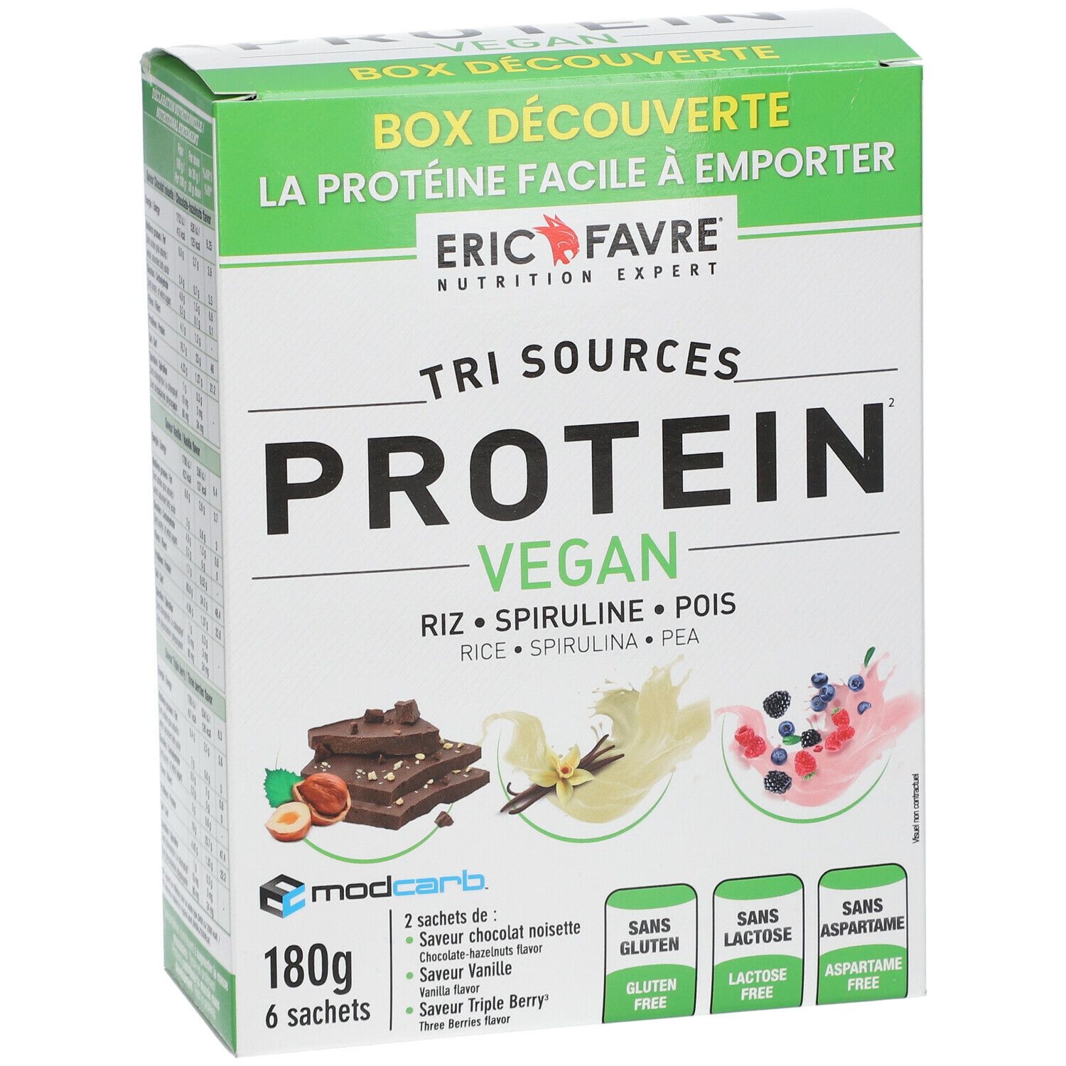 ERIC FAVRE® Entdeckungsbox PROTEIN VEGAN Pflanzliches Protein Tri-Source - (Schoko-Haselnuss)