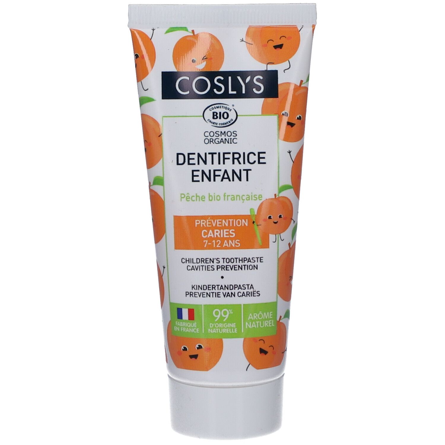 COSLYS Dentifrice Enfant Pêche bio française 7-12 ans