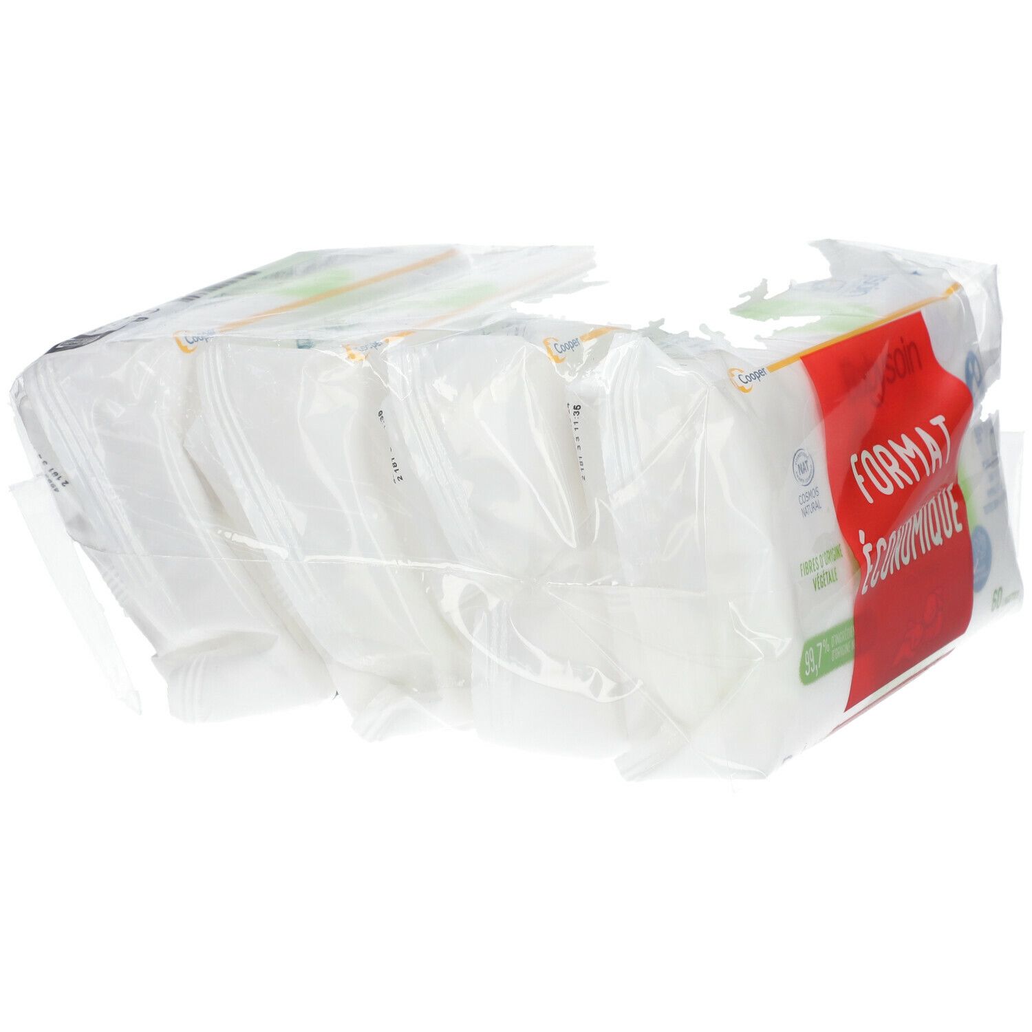 BABYSOIN - Wasserbasierte Tücher mit ZERTIFIZIERTER COSMOS NATURAL - Körper, Gesicht, Sitz - Parfümfrei - Beutel 60X4