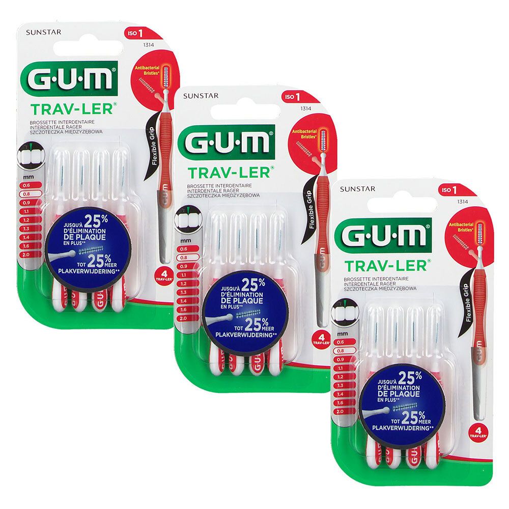 GUM® Proxabrush Travler Interdentalbürste 0,8 mm 3x4 St Redcare Apotheke