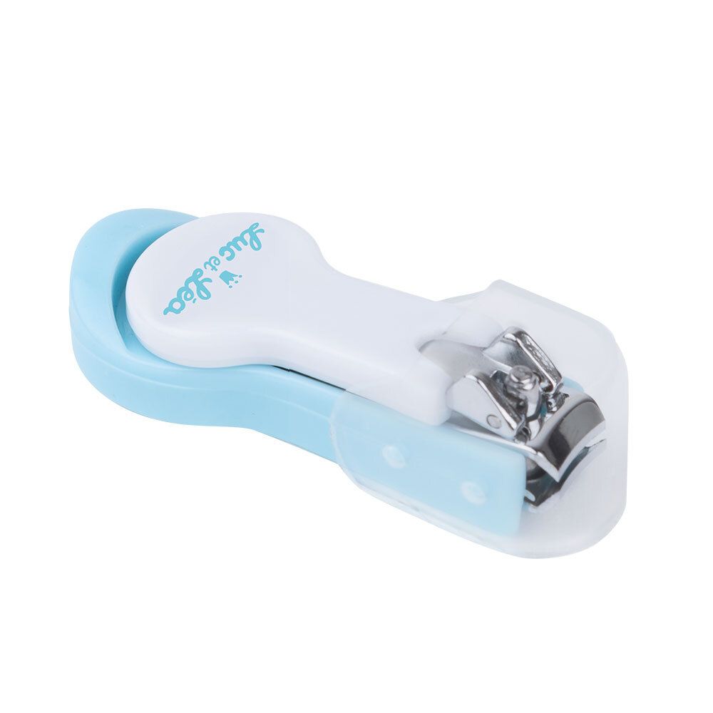 Coupe-ongles bébé bleu et blanc. Avec capuchon protecteur. Marque Luc et Léa.