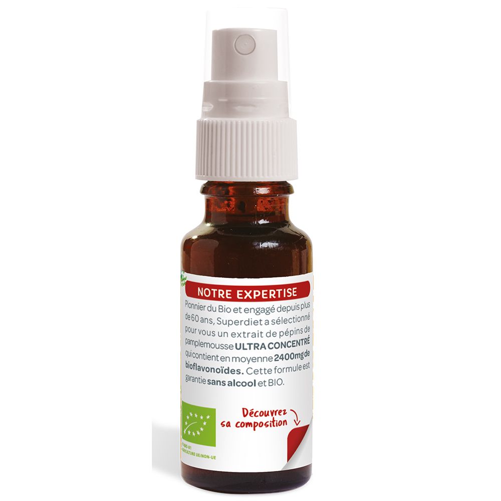 Rückseite der Flasche. Text über Expertise, Inhaltsstoffe und Bio-Zertifizierung.