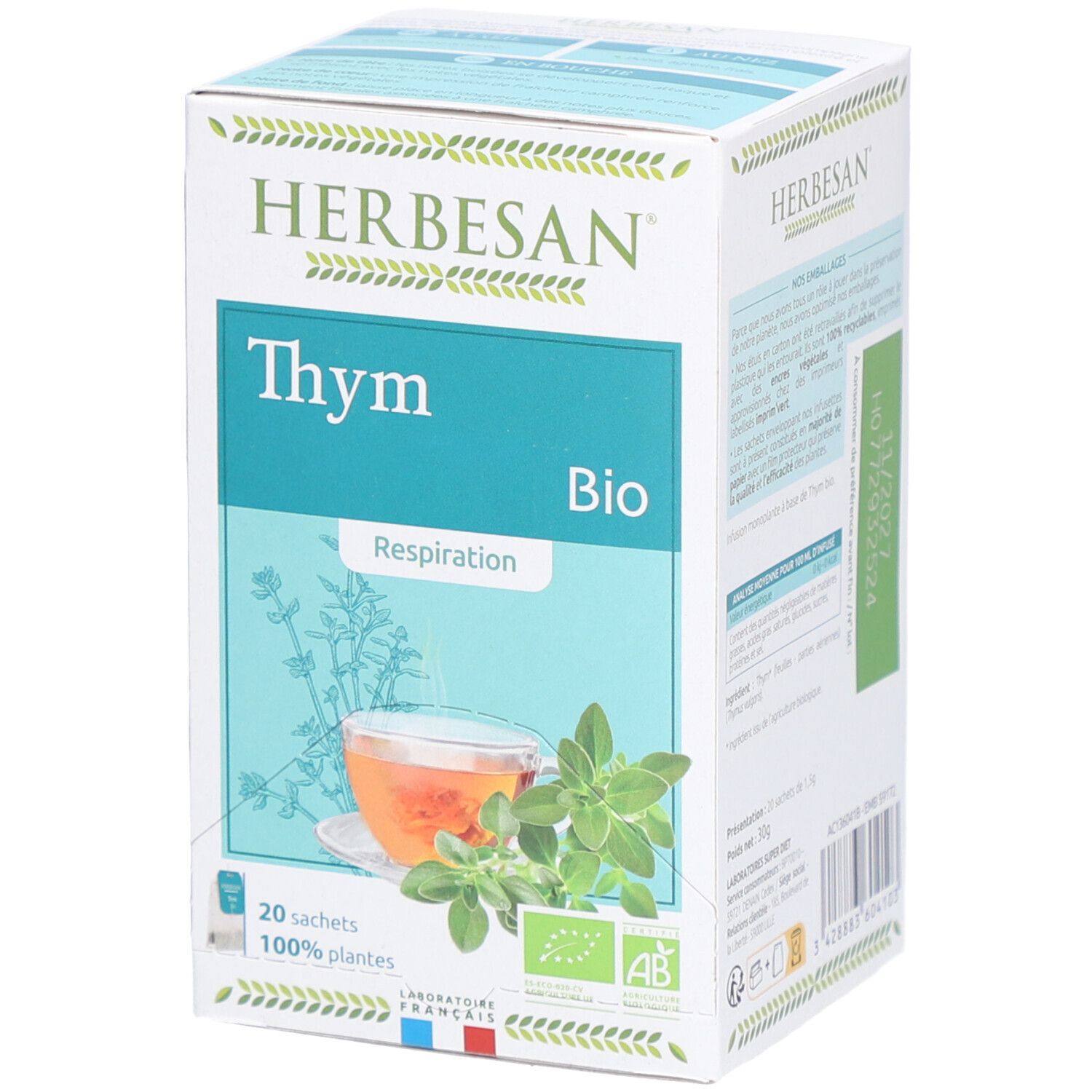 Herbesan Bio Thym Infusion Confort Respiratoire