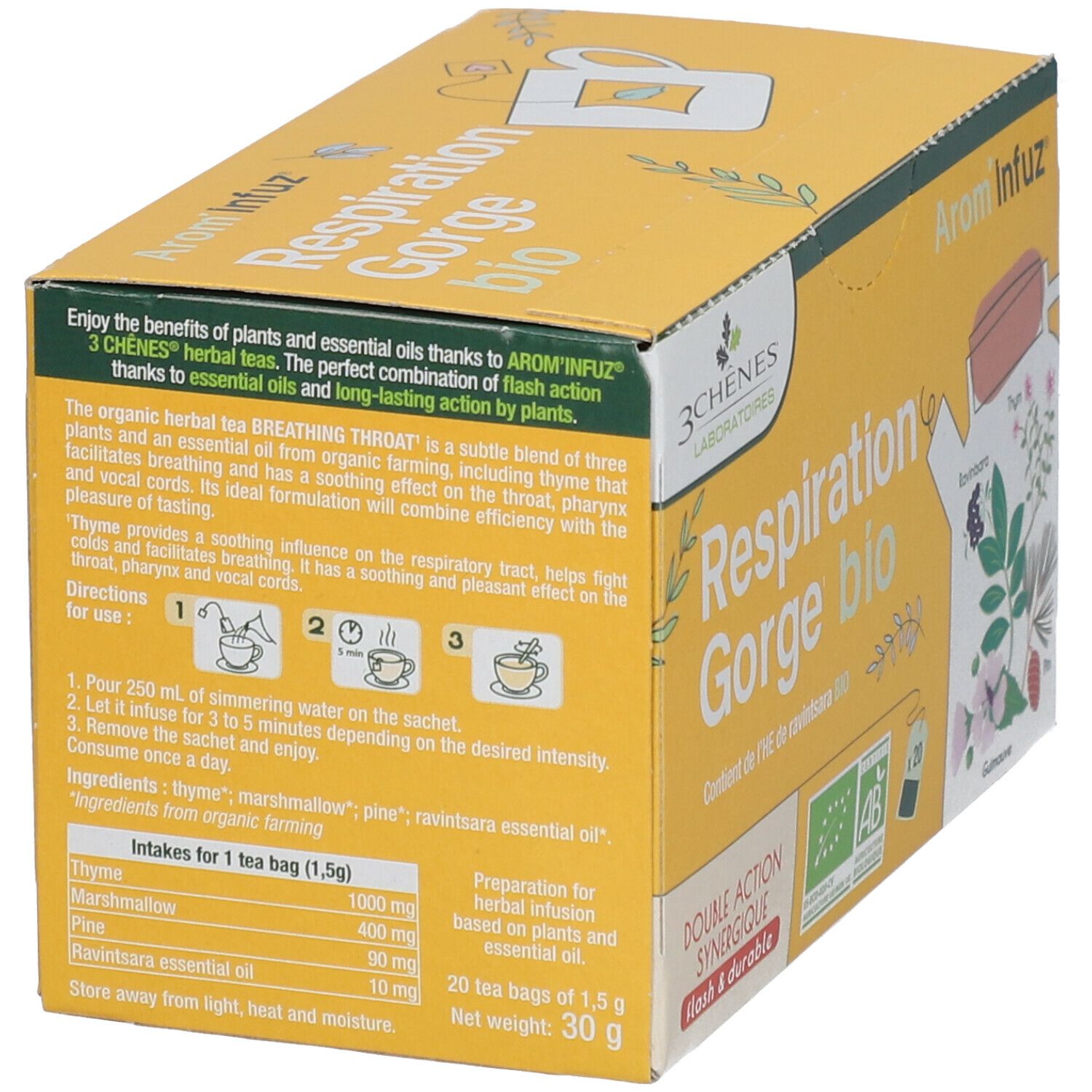 Les 3 Chênes Arom’Infuz Tisane BIO Respiration Gorge