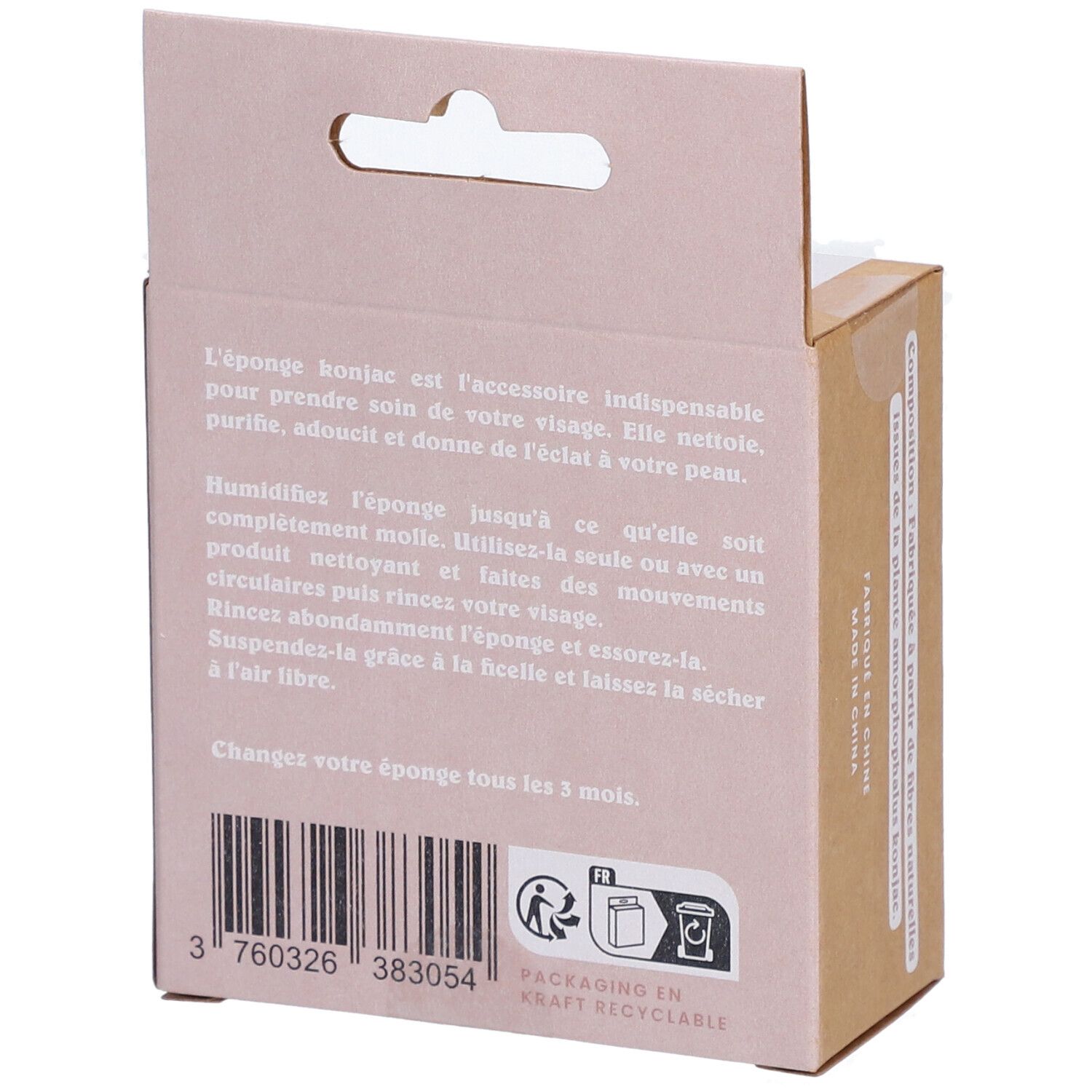 Rückseite der Kartonverpackung. Text: Anwendungshinweise, Recycling-Symbol, Barcode.