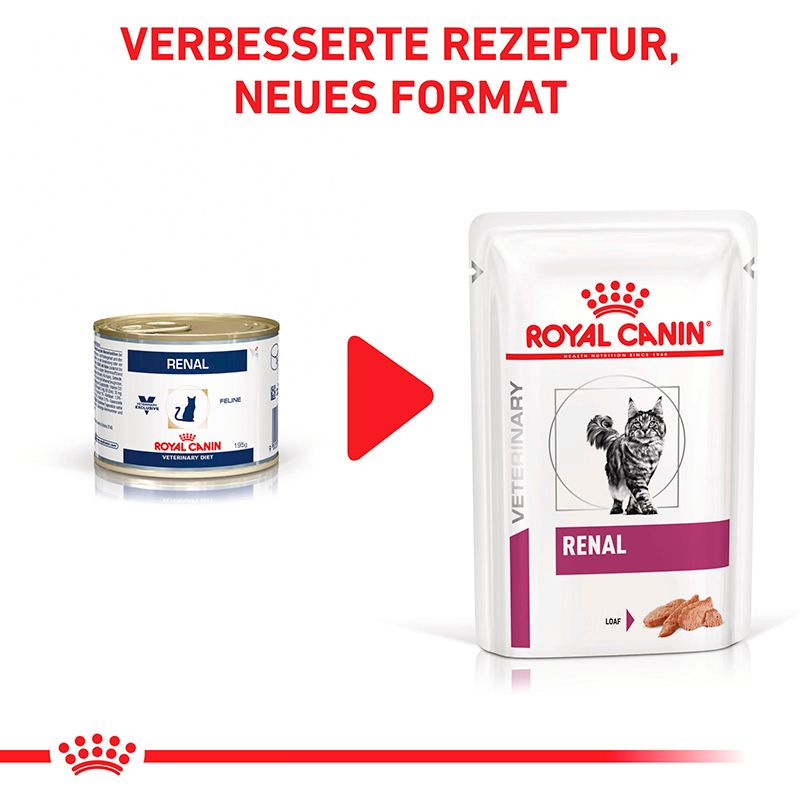 Royal Canin Renal Katzenfutter: Dose und Beutel im Vergleich. Verbesserte Rezeptur, neues Format.