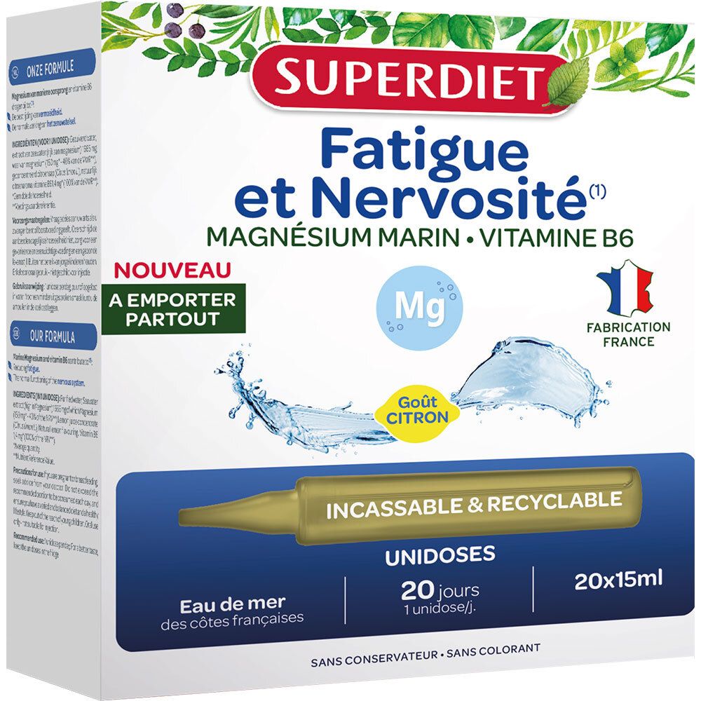 SUPERDIET Magnésium Marin + Vitamine B6  Unidoses