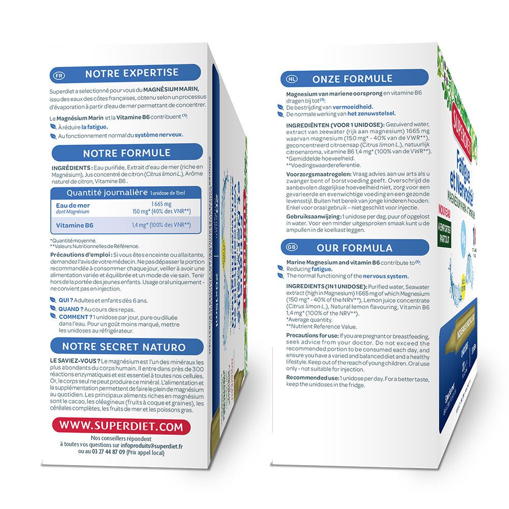 SUPERDIET Magnésium Marin + Vitamine B6  Unidoses