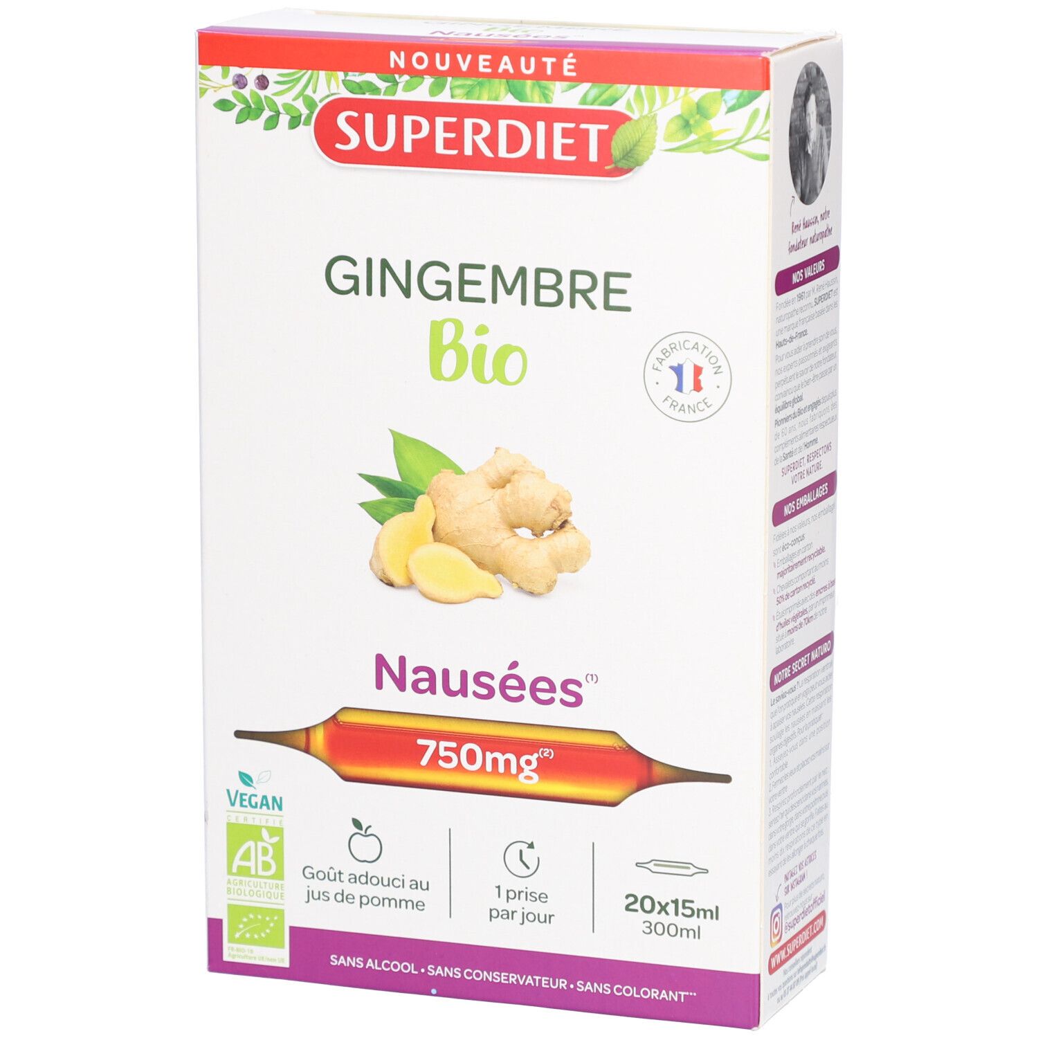 Superdiet Bio-Ingwer gegen Übelkeit