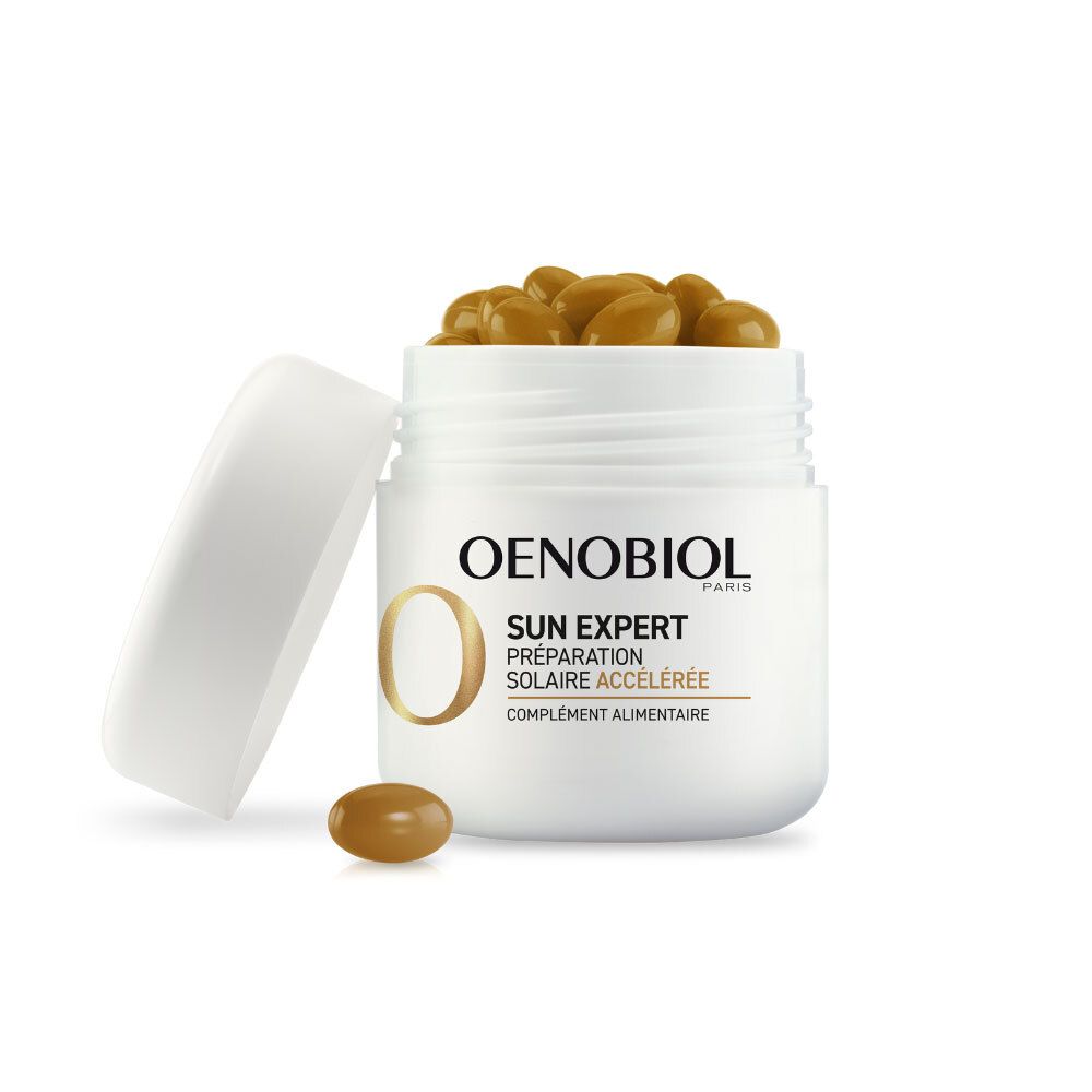 OENOBIOL SUN EXPERT Préparation Solaire Accélérée - Protection Cellulaire Anti-Oxydante - Favorise Un Hâle Intense Et Éclatant - Complément Alimentaire 15 Capsules Végétales 15 Jours