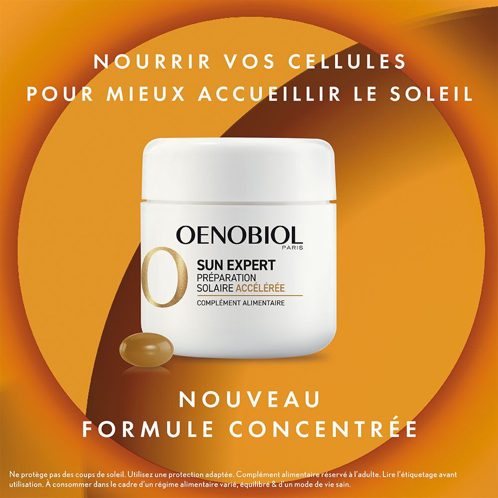 OENOBIOL SUN EXPERT Préparation Solaire Accélérée - Protection Cellulaire Anti-Oxydante - Favorise Un Hâle Intense Et Éclatant - Complément Alimentaire 15 Capsules Végétales 15 Jours