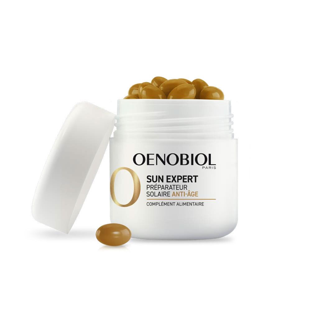 OENOBIOL SUN EXPERT Préparateur Solaire Anti-Âge - Efficacité Anti-Âge prouvée - Protection cellulaire renforcée - Favorise un hâle intense et éclatant - Complément Alimentaire 30 capsules - 1 mois