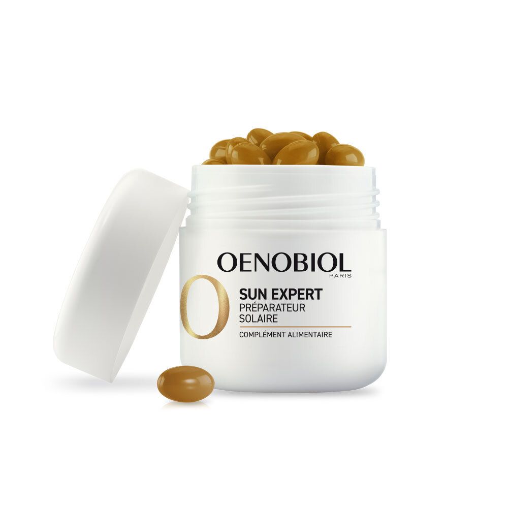 OENOBIOL SUN EXPERT Préparateur Solaire - Protection cellulaire renforcée* - Favorise un hâle intense et éclatant - Complément Alimentaire 30 capsules - Programme 1 mois