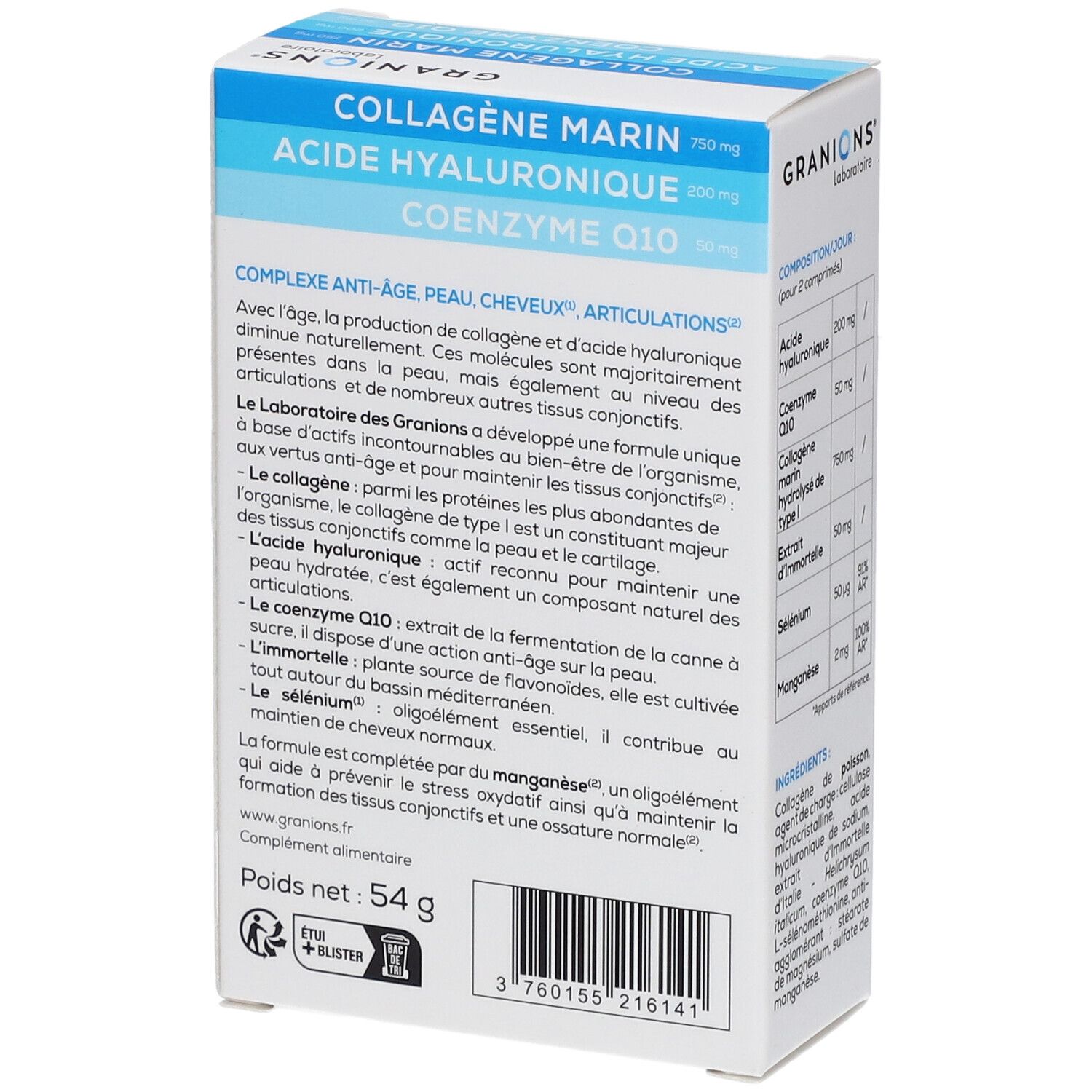 Laboratoire des GRANIONS® Kollagen-Komplex, Hyaluronsäure & Coenzym Q10