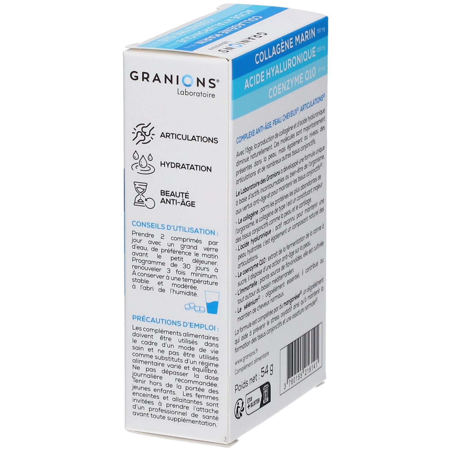 Laboratoire des GRANIONS® Kollagen-Komplex, Hyaluronsäure & Coenzym Q10