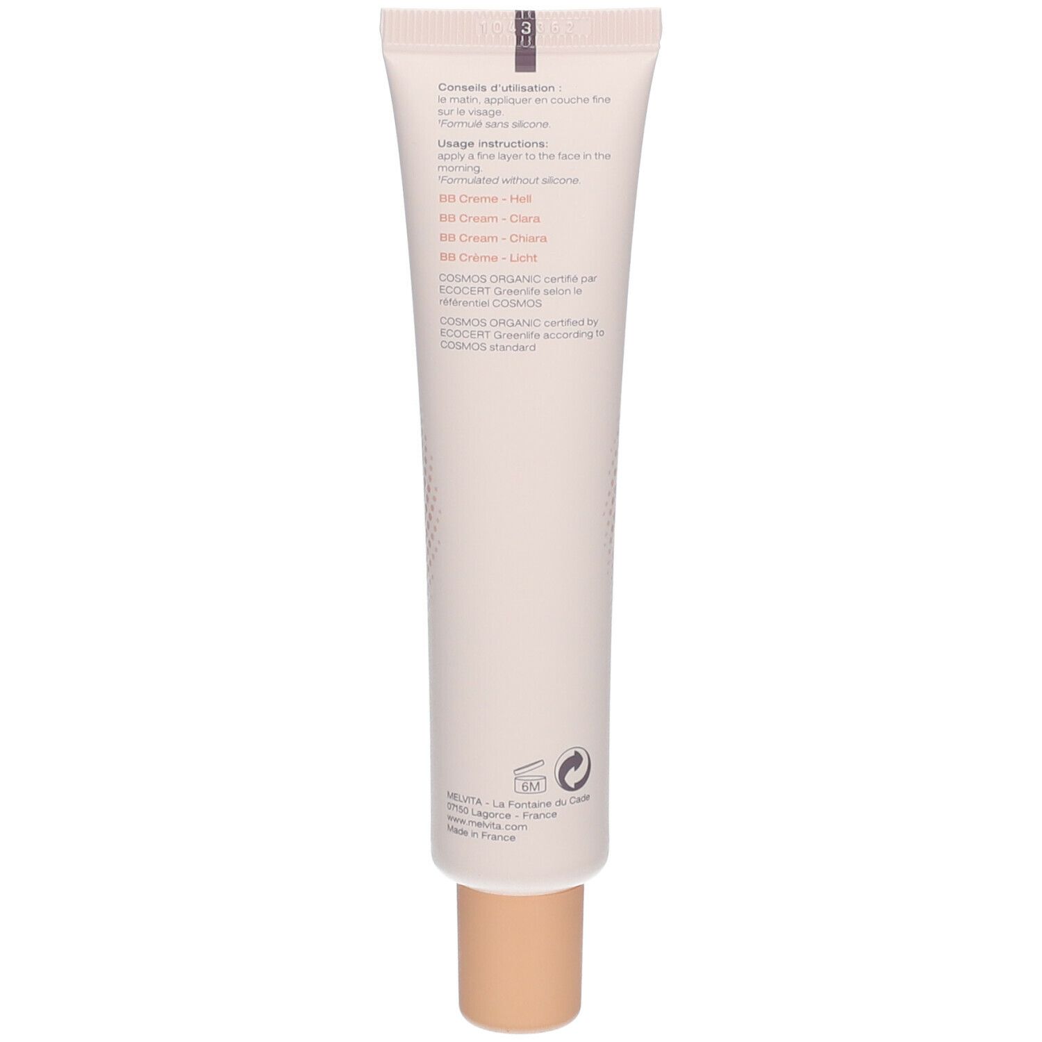 Melvita Bio-zertifizierte BB Creme Source de Roses heller Farbton