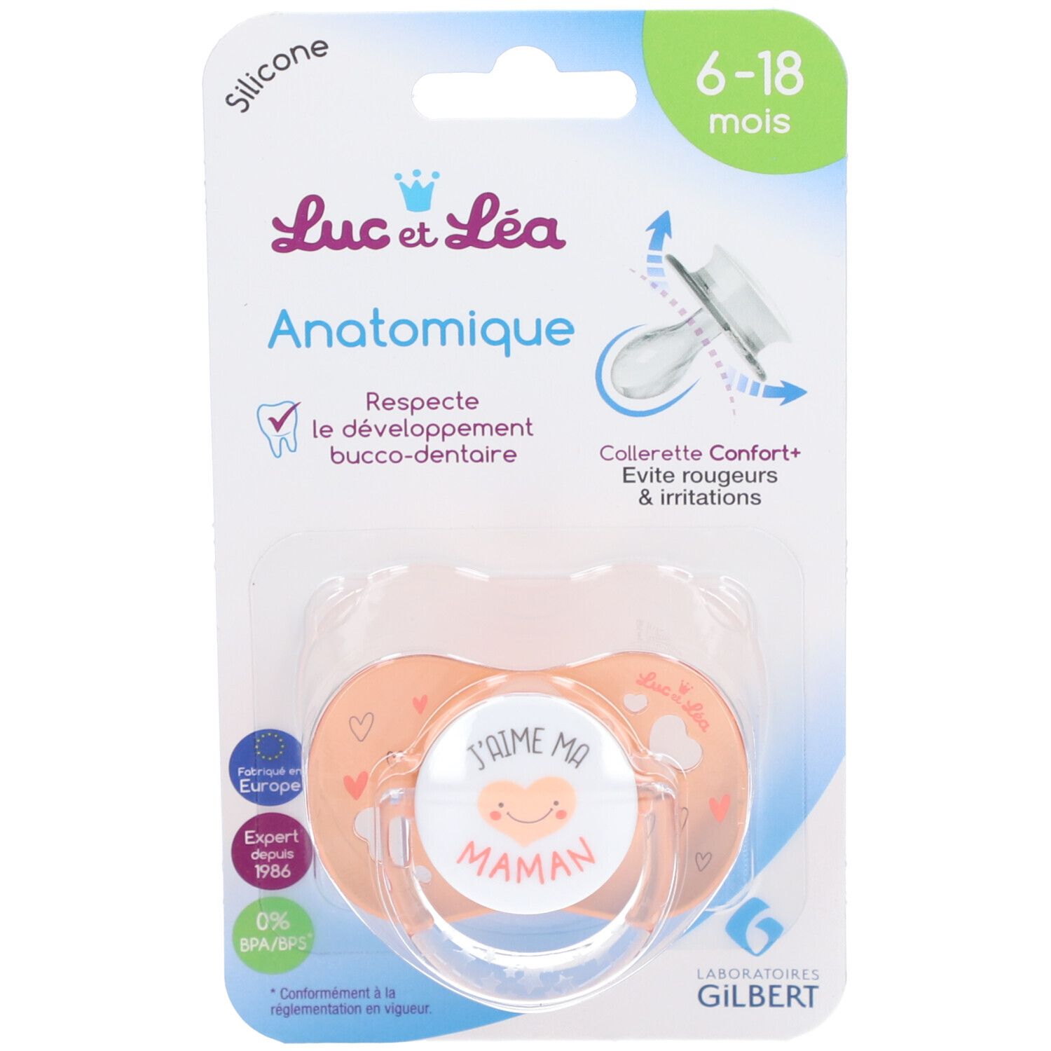 LUC ET LÉA Sucette anatomique – J’aime ma maman 6-18 mois